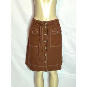EST. 1946 brown linen button down skirt with front pockets size 16